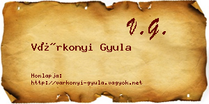 Várkonyi Gyula névjegykártya